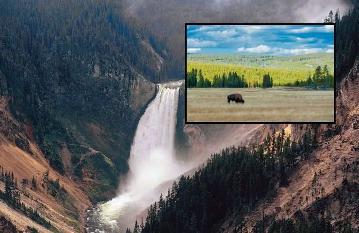 Una cascata nel parco di Yellowstone