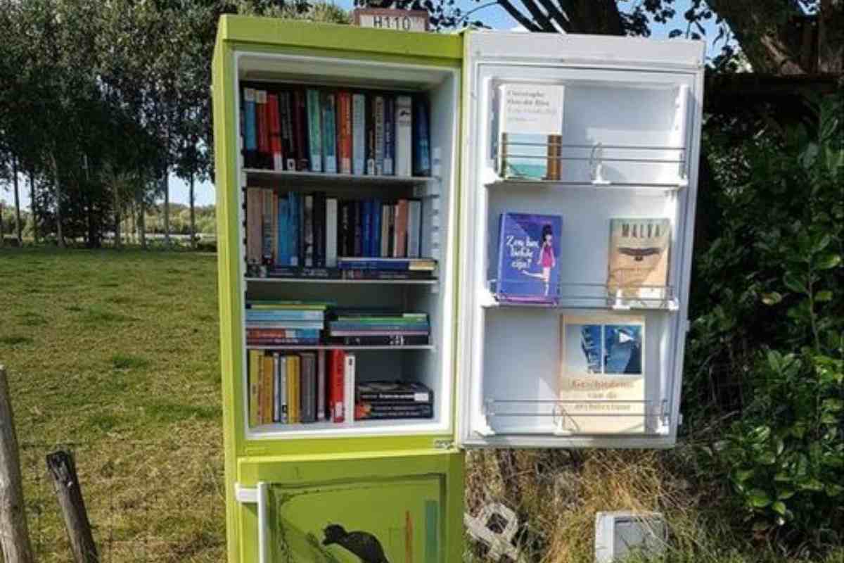 Frigo trasformato in libreria